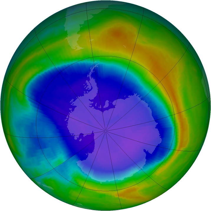 Antarctic ozone map for 19 September 1999